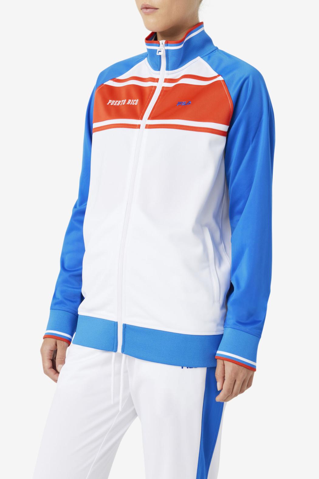 FILA Puerto Rico Track Jacket 100 WHITE / PRINCESS BLUE / FIERY RED | Men Sweatsuits &amp; Tracksuits
