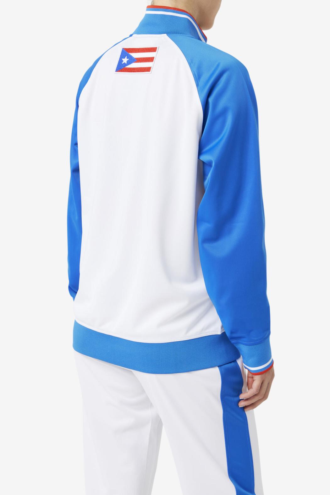 FILA Puerto Rico Track Jacket 100 WHITE / PRINCESS BLUE / FIERY RED | Men Sweatsuits &amp; Tracksuits
