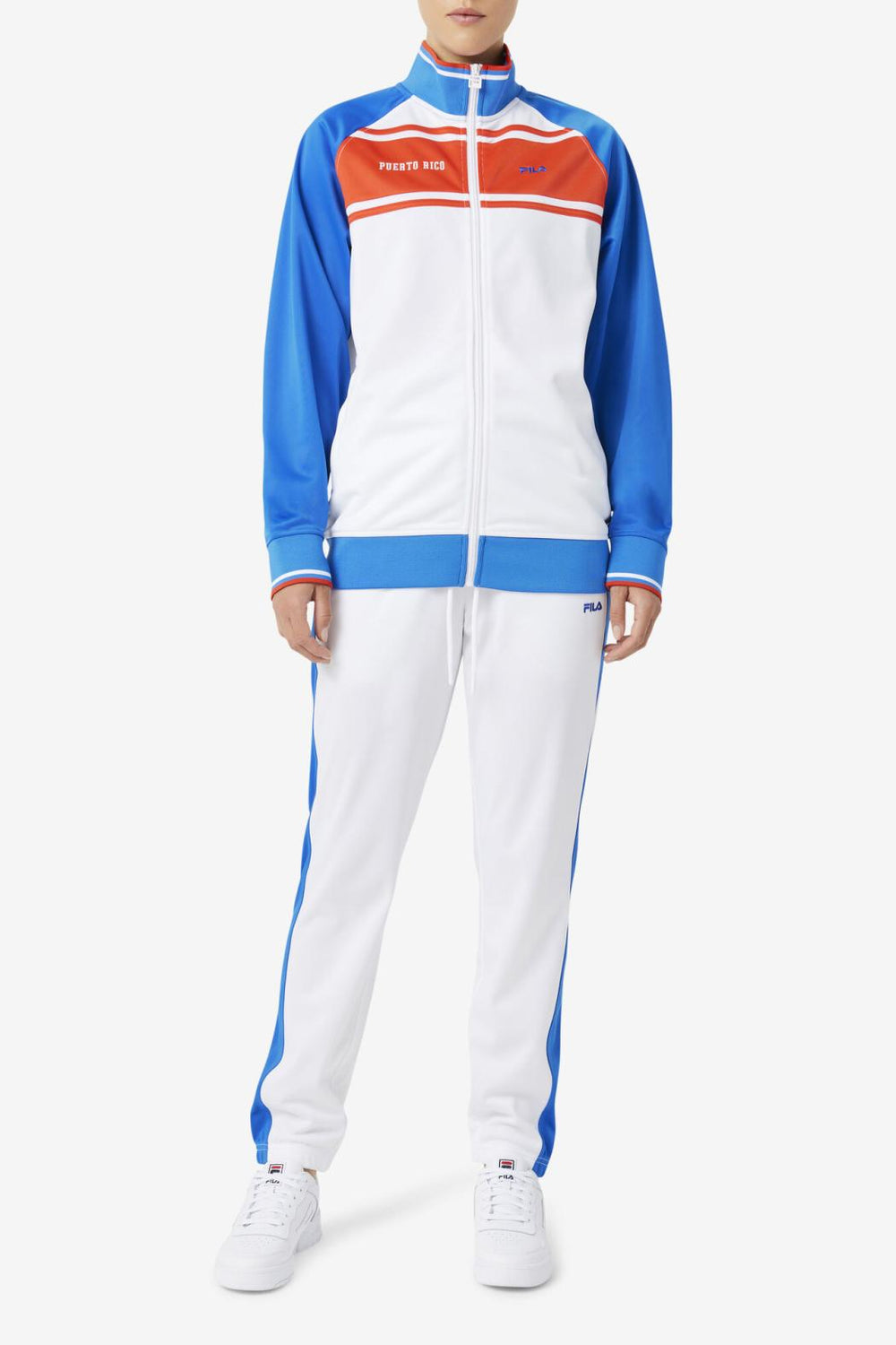 FILA Puerto Rico Track Jacket 100 WHITE / PRINCESS BLUE / FIERY RED | Men Sweatsuits &amp; Tracksuits