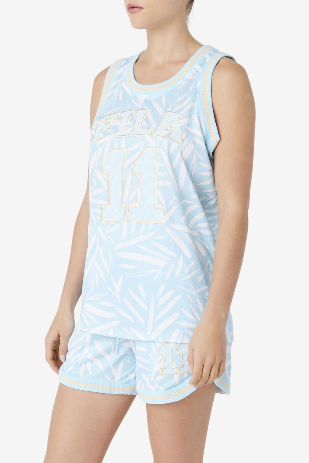 FILA Quincy Basketball Jersey 443 CRYSTAL BLUE / WHITE PRINT | Women Tops &amp; T-Shirts