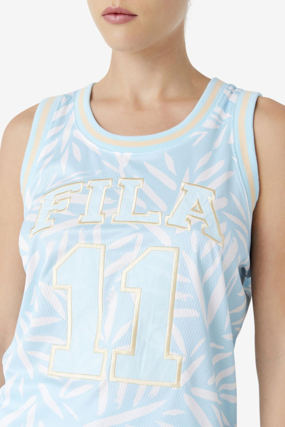 FILA Quincy Basketball Jersey 443 CRYSTAL BLUE / WHITE PRINT | Women Tops &amp; T-Shirts