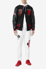 FILA Raddix Varsity Jacket 001 BLACK / RED / GREEN | Women Jackets &amp; Outerwear