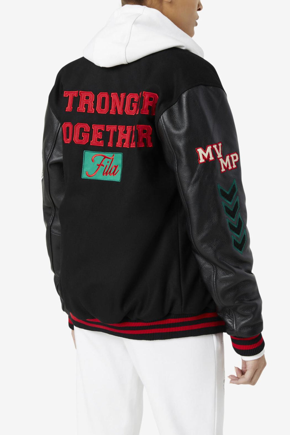 FILA Raddix Varsity Jacket 001 BLACK / RED / GREEN | Women Jackets &amp; Outerwear