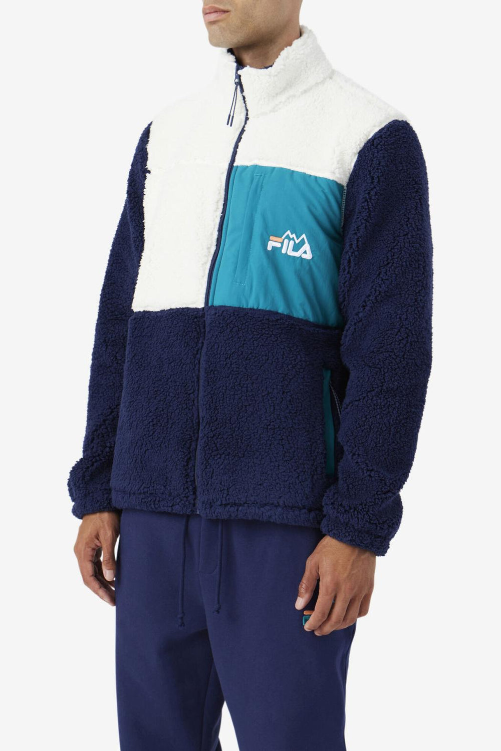 FILA Ravi Sherpa Jacket 172 EGRET / FILA NAVY / DEEP LAKE | Men Sweaters &amp; Outerwear