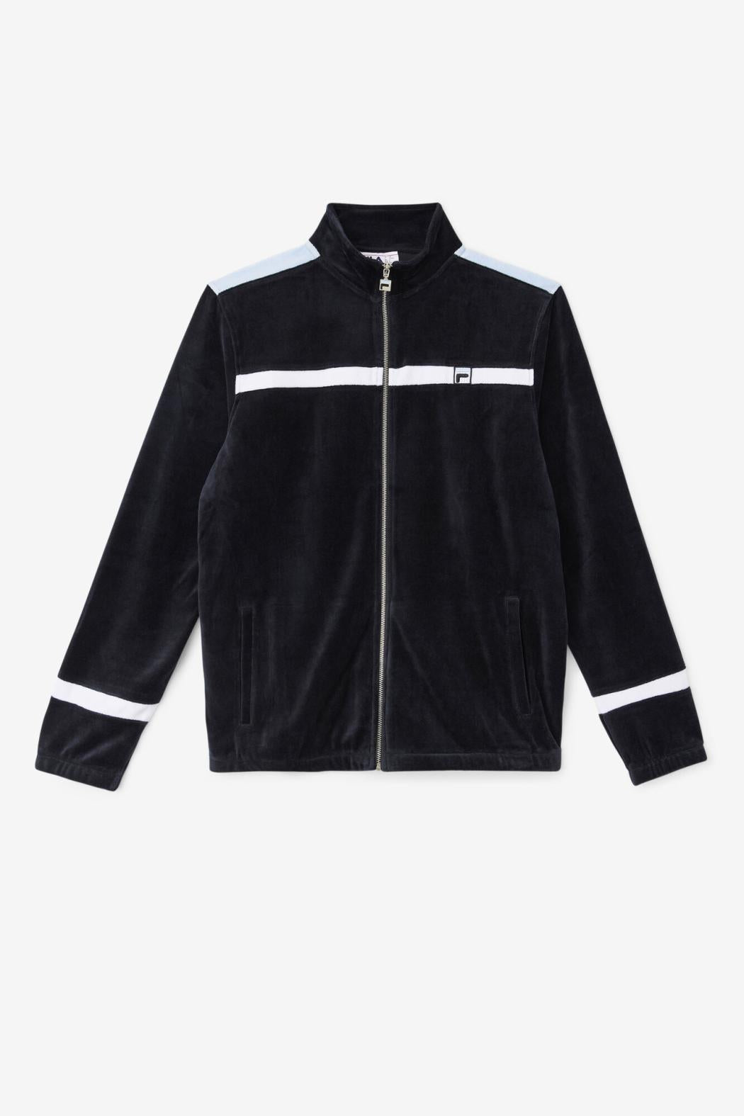 FILA Ravid Velour Jacket 001 BLACK / WHITE / SKYWAY | Men Sweaters &amp; Outerwear