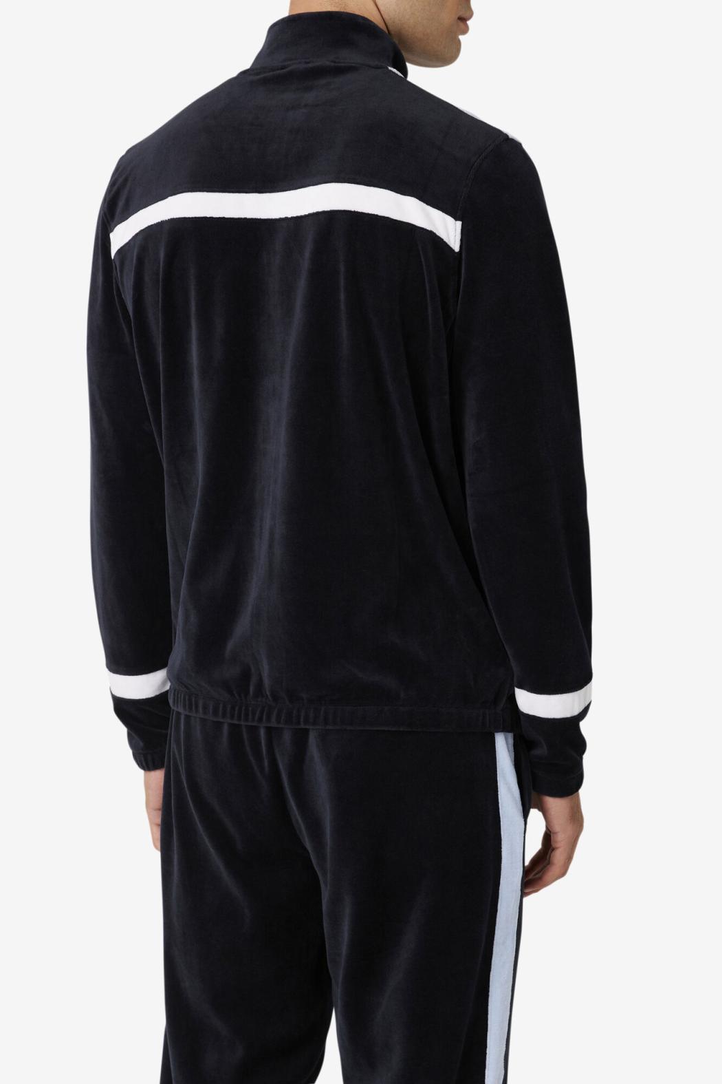 FILA Ravid Velour Jacket 001 BLACK / WHITE / SKYWAY | Men Sweaters &amp; Outerwear