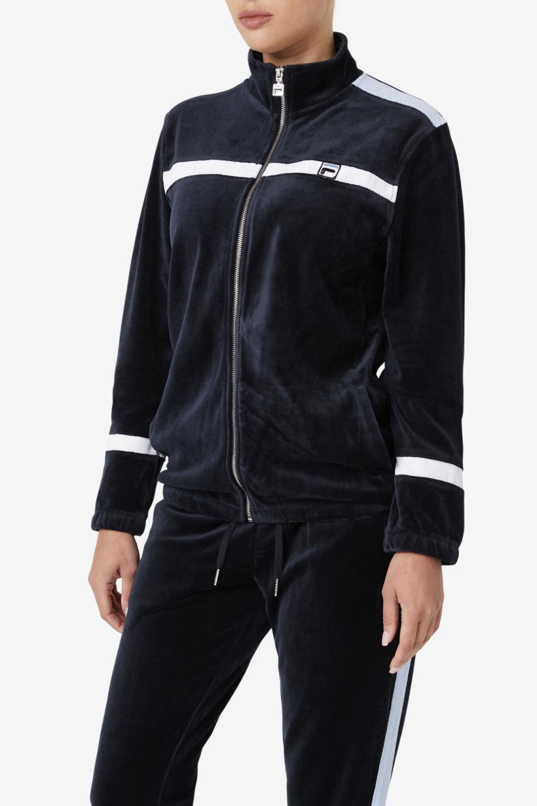 FILA Ravid Velour Jacket 001 BLACK / WHITE / SKYWAY | Men Sweaters &amp; Outerwear