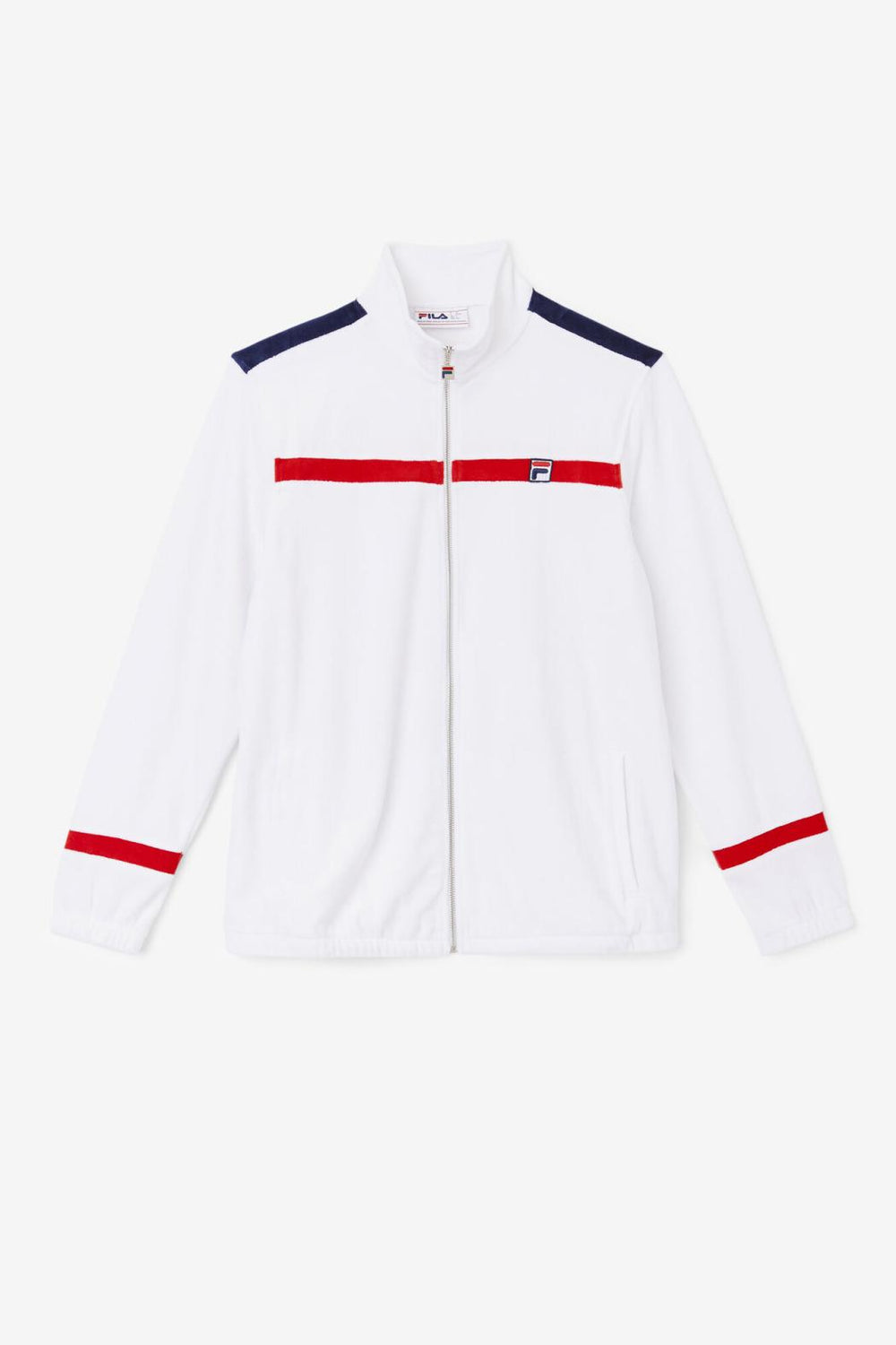 FILA Ravid Velour Jacket 100 WHITE / FILA RED / FILA NAVY | Men Sweaters &amp; Outerwear
