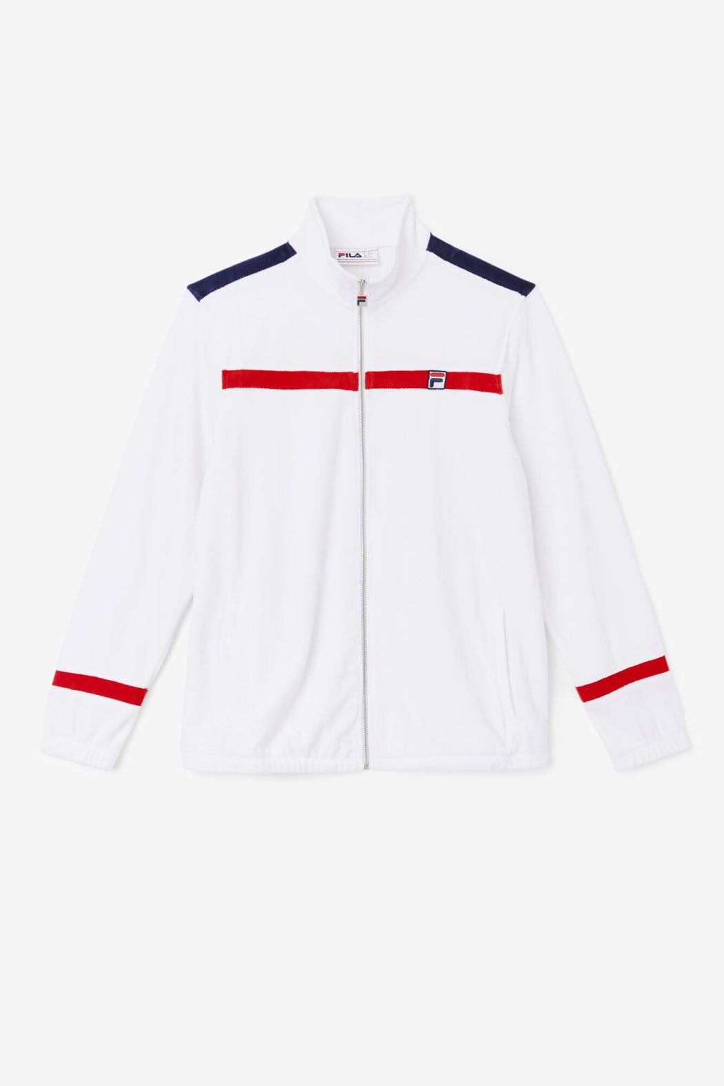 FILA Ravid Velour Jacket 100 WHITE / FILA RED / FILA NAVY | Men Sweaters &amp; Outerwear