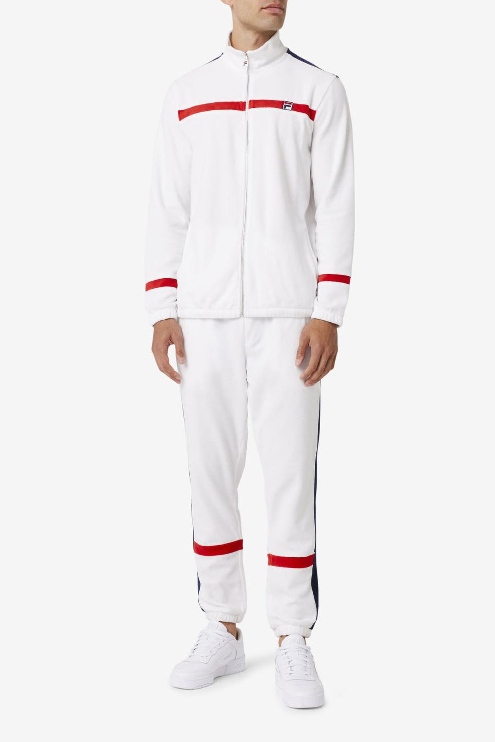 FILA Ravid Velour Jacket 100 WHITE / FILA RED / FILA NAVY | Men Sweaters &amp; Outerwear