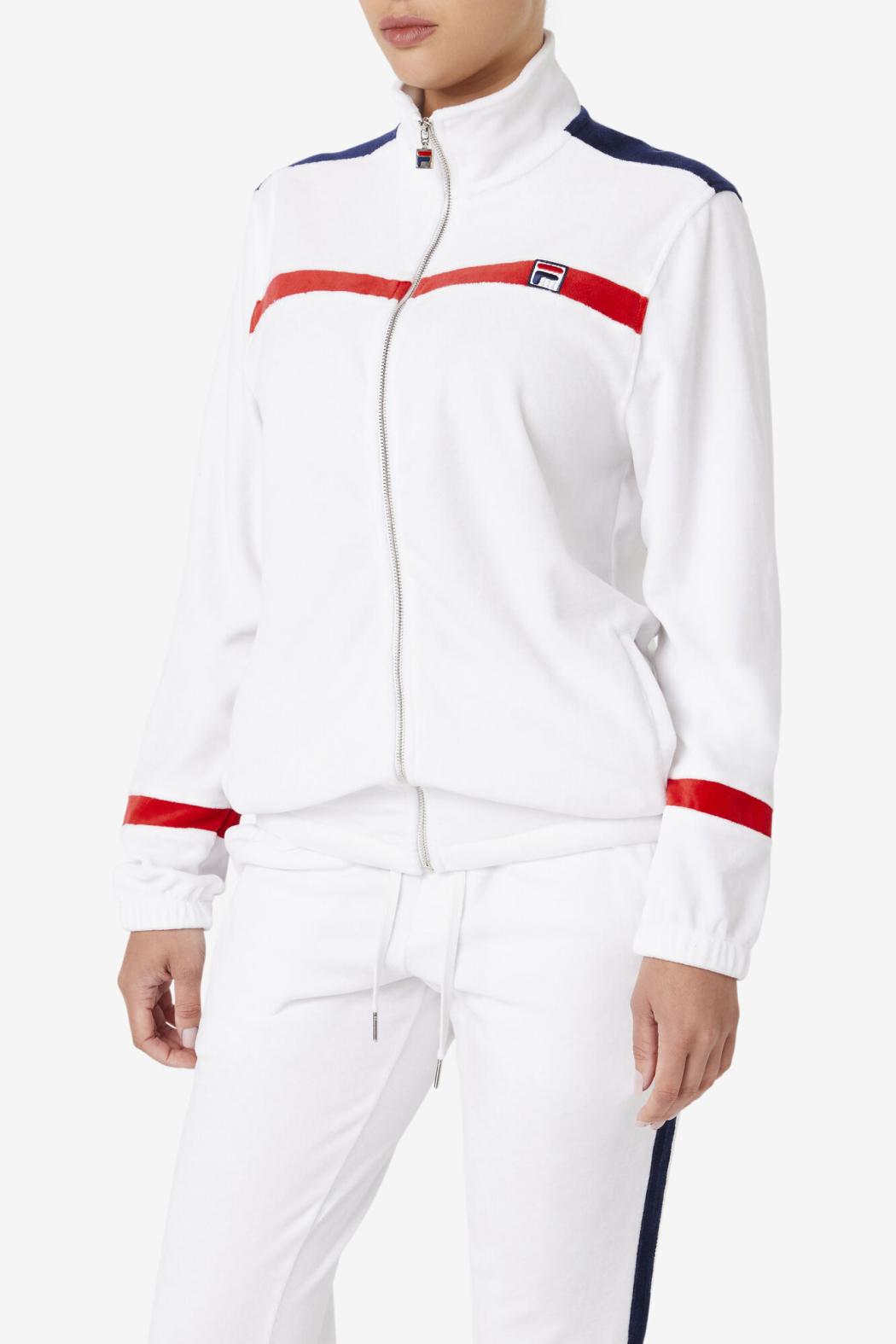 FILA Ravid Velour Jacket 100 WHITE / FILA RED / FILA NAVY | Men Sweaters &amp; Outerwear