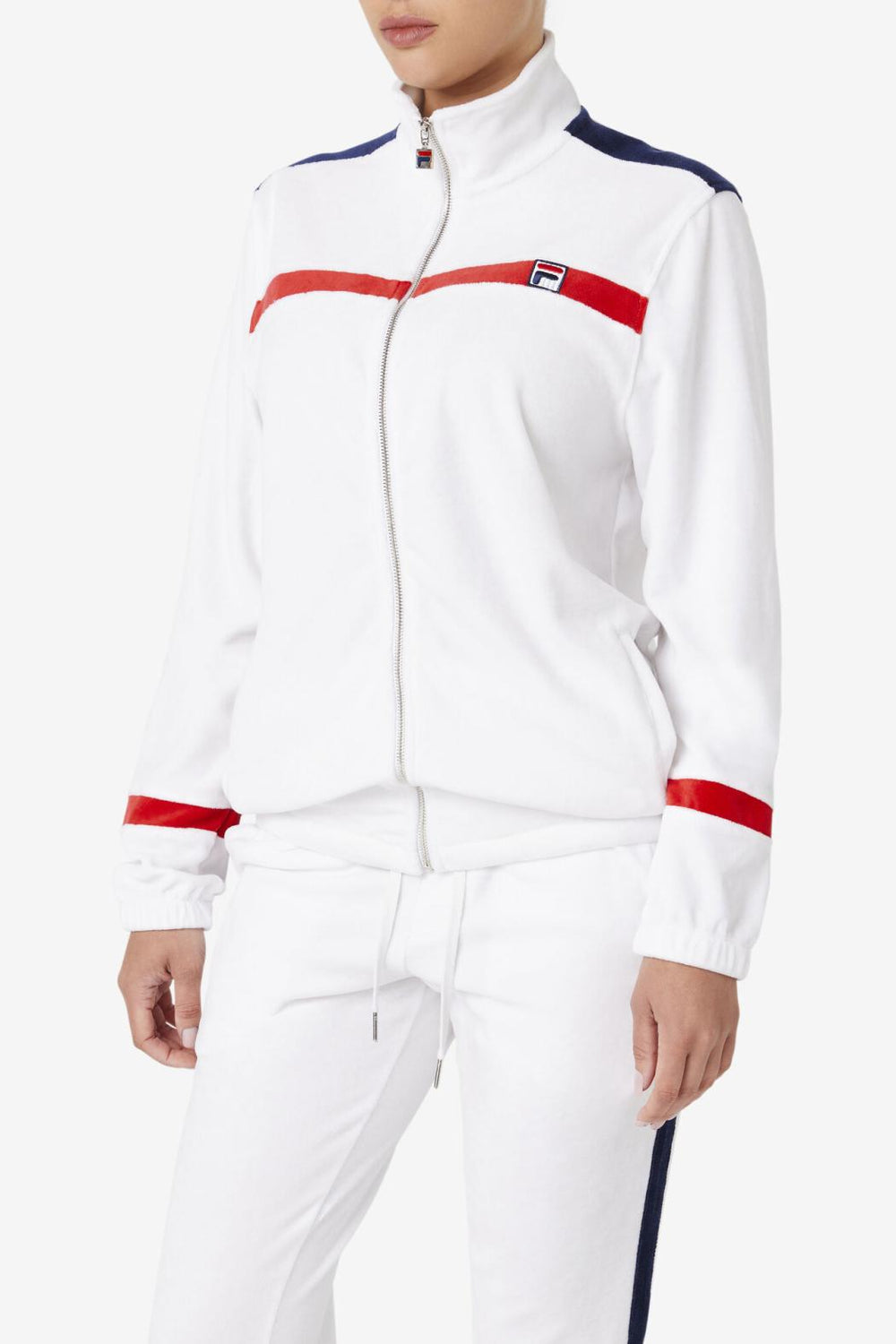 FILA Ravid Velour Jacket 100 WHITE / FILA RED / FILA NAVY | Men Sweaters &amp; Outerwear