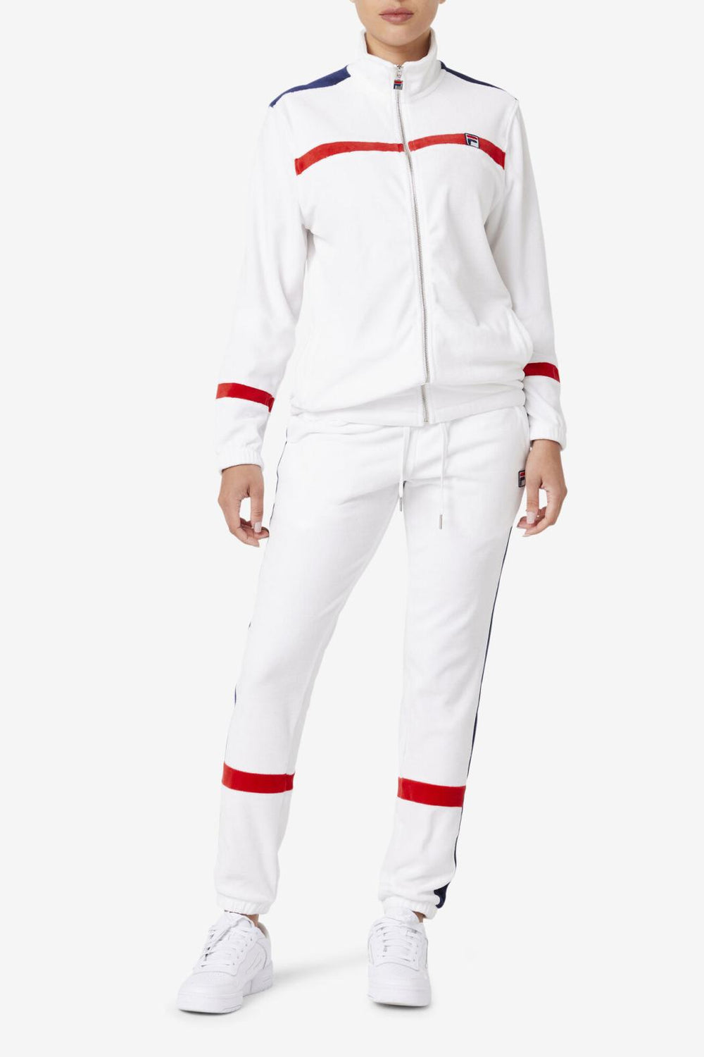 FILA Ravid Velour Jacket 100 WHITE / FILA RED / FILA NAVY | Men Sweaters &amp; Outerwear