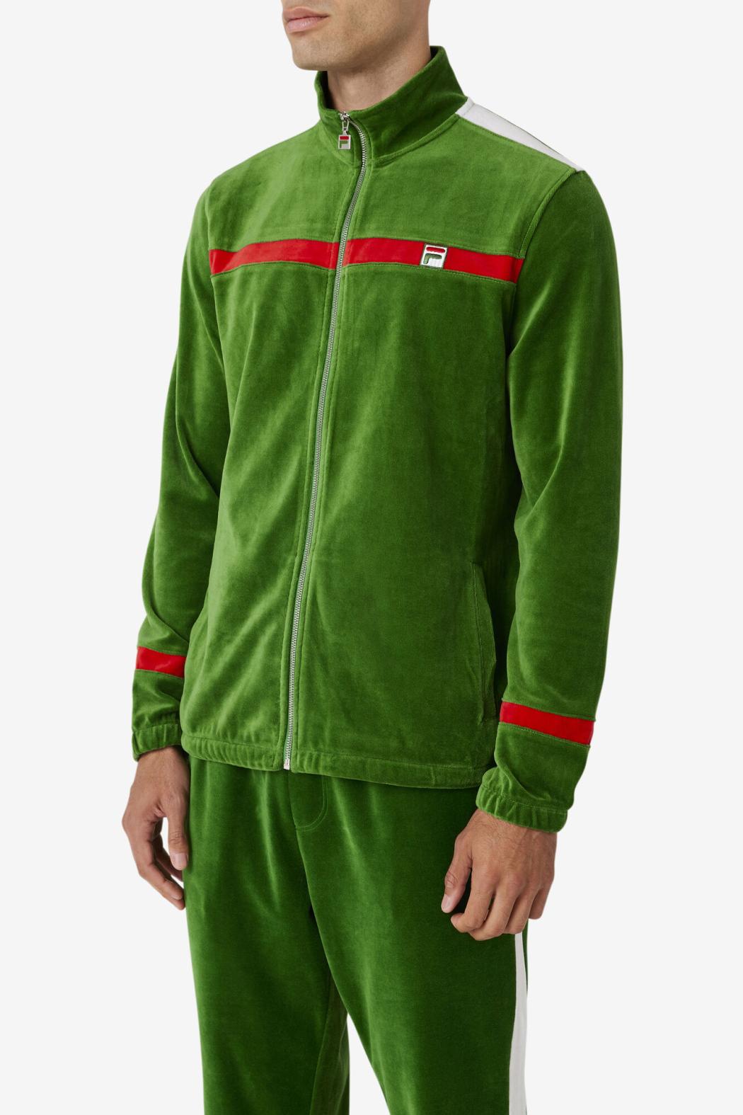 FILA Ravid Velour Jacket 341 FORMAL GARDEN / WHITE / FILA RED | Men Sweaters &amp; Outerwear
