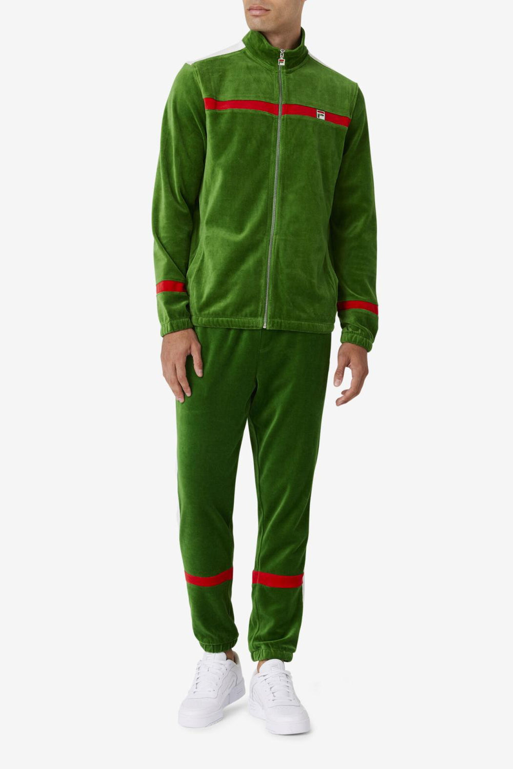 FILA Ravid Velour Jacket 341 FORMAL GARDEN / WHITE / FILA RED | Men Sweaters &amp; Outerwear