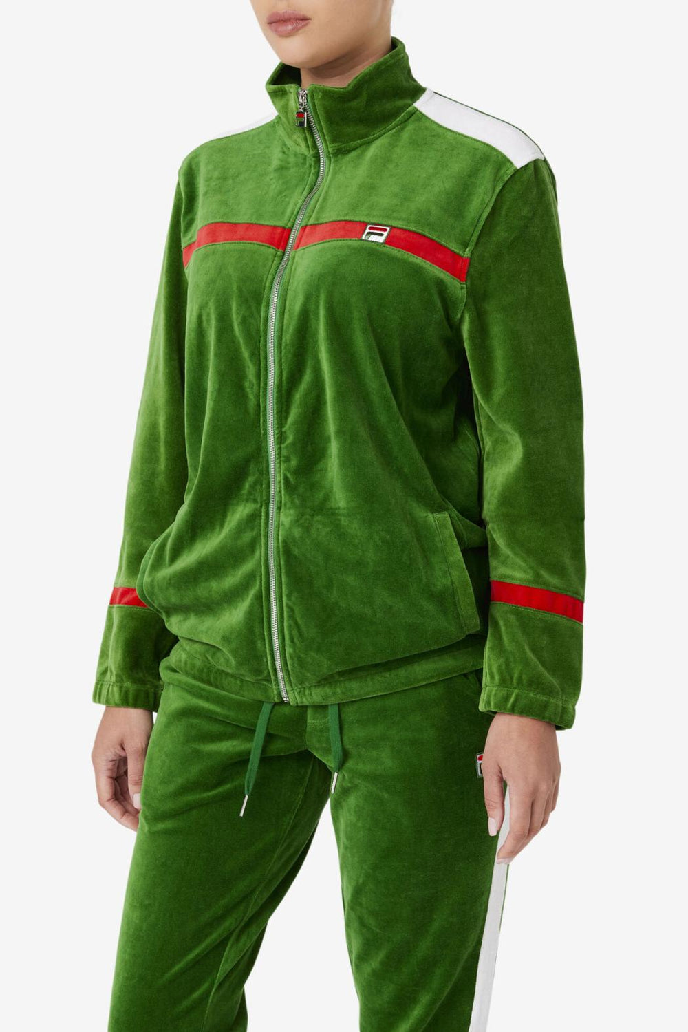 FILA Ravid Velour Jacket 341 FORMAL GARDEN / WHITE / FILA RED | Men Sweaters &amp; Outerwear