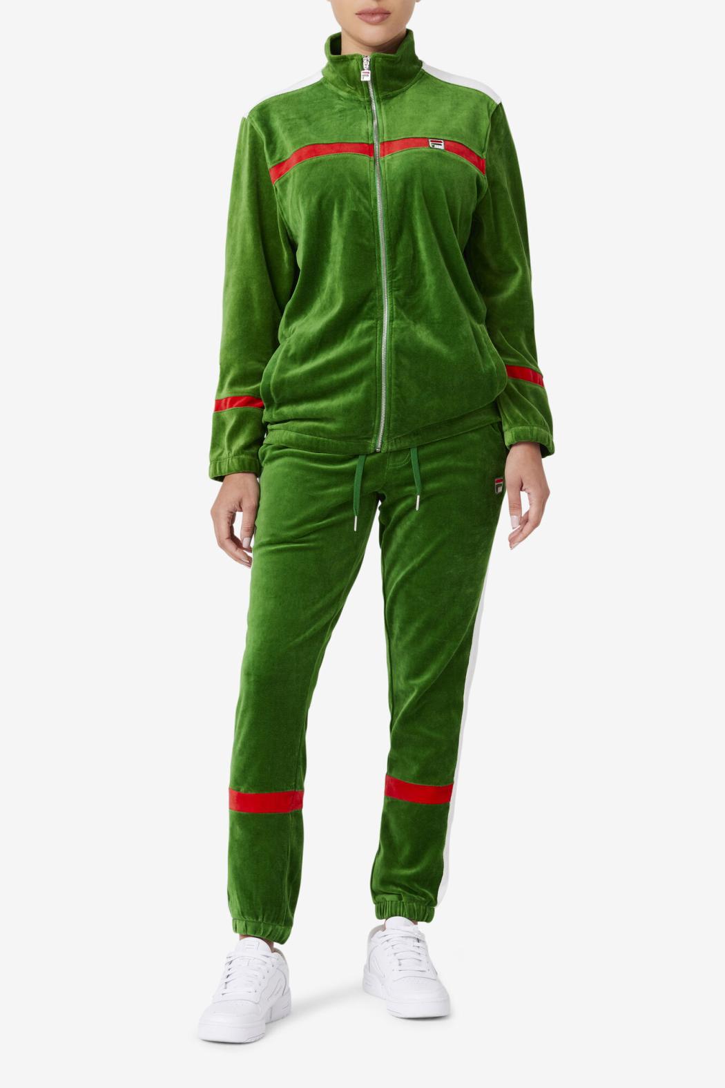 FILA Ravid Velour Jacket 341 FORMAL GARDEN / WHITE / FILA RED | Men Sweaters &amp; Outerwear