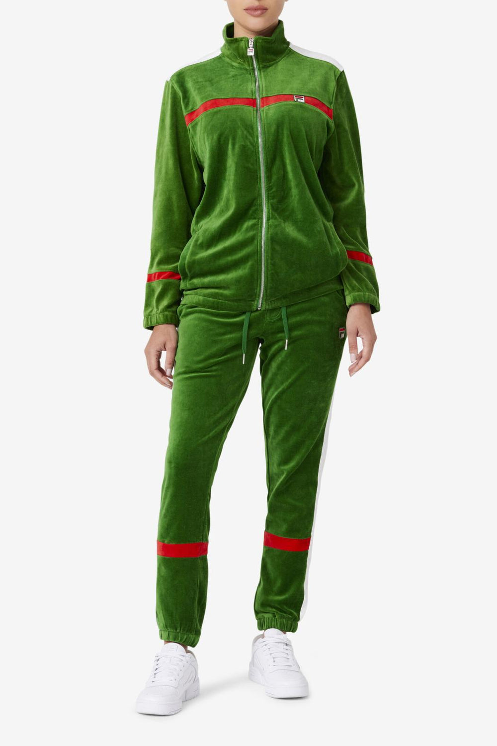 FILA Ravid Velour Jacket 341 FORMAL GARDEN / WHITE / FILA RED | Men Sweaters &amp; Outerwear