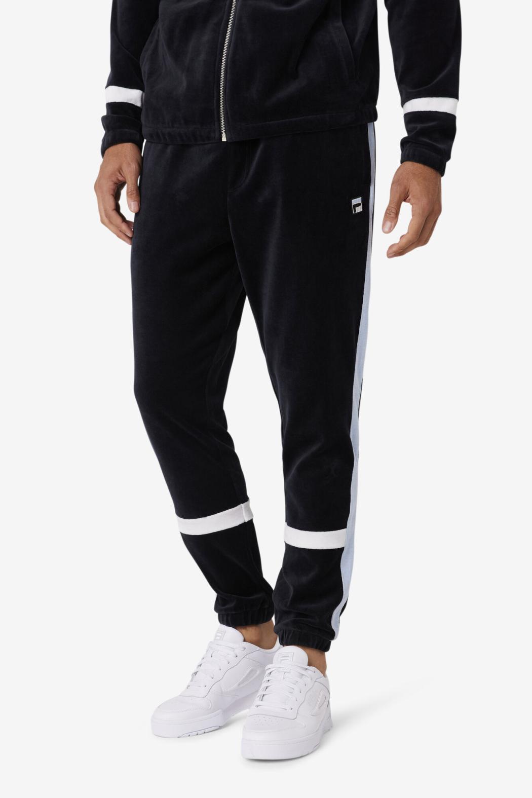 FILA Ravid Velour Pant 001 BLACK / SKYWAY / WHITE | Men Pants &amp; Shorts
