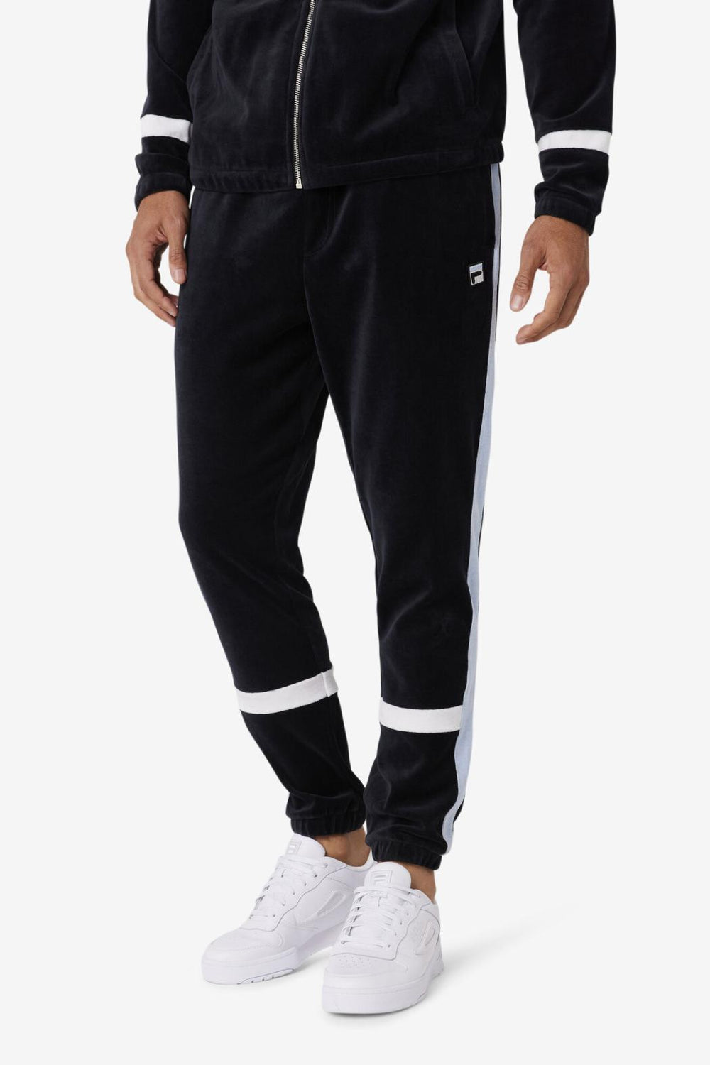 FILA Ravid Velour Pant 001 BLACK / SKYWAY / WHITE | Men Pants &amp; Shorts