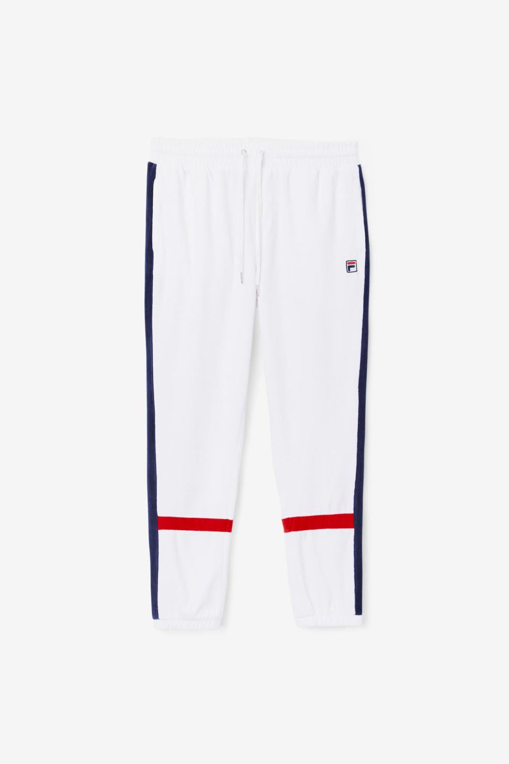 FILA Ravid Velour Pant 100 WHITE / FILA NAVY / FILA RED | Men Pants &amp; Shorts