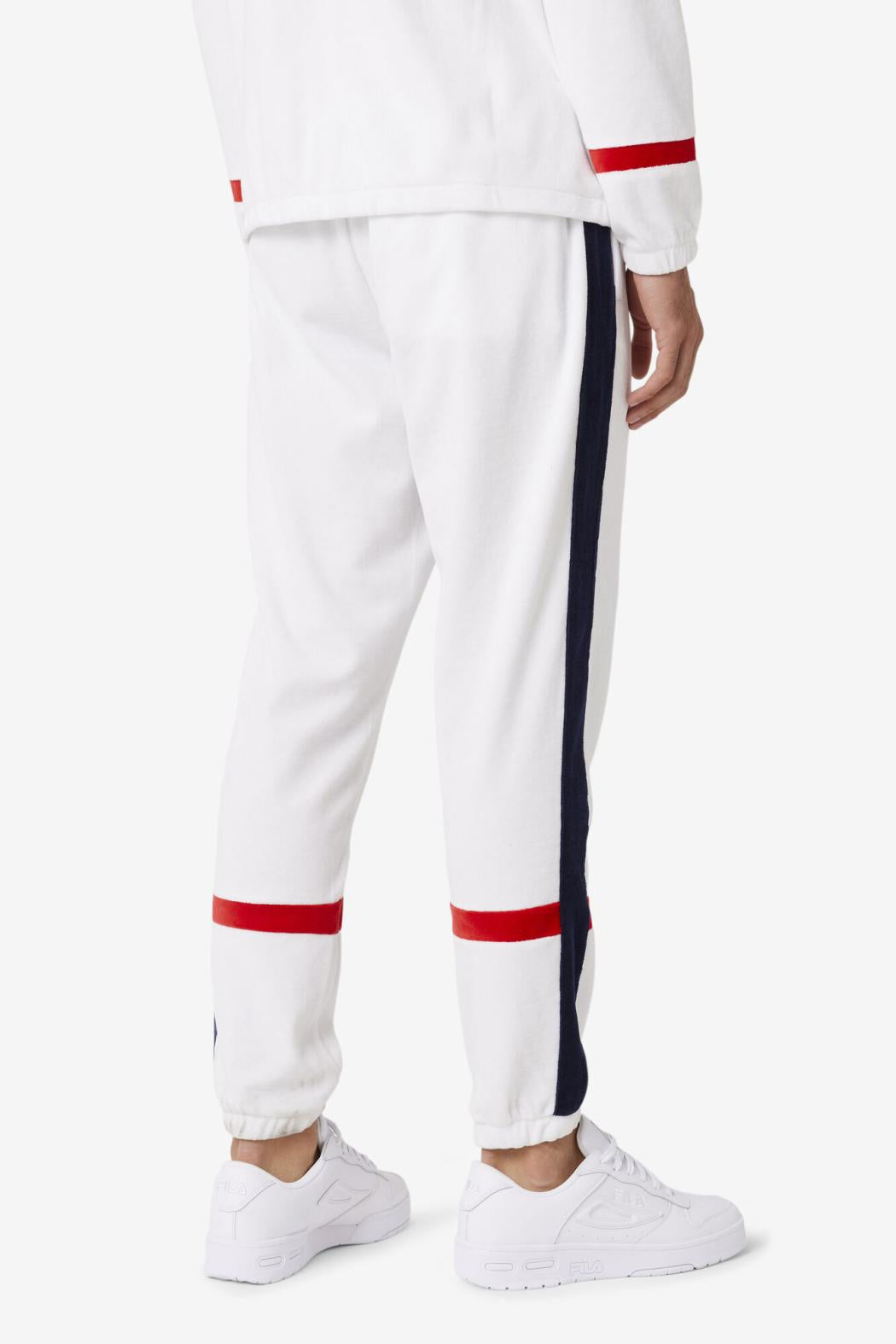 FILA Ravid Velour Pant 100 WHITE / FILA NAVY / FILA RED | Men Pants &amp; Shorts