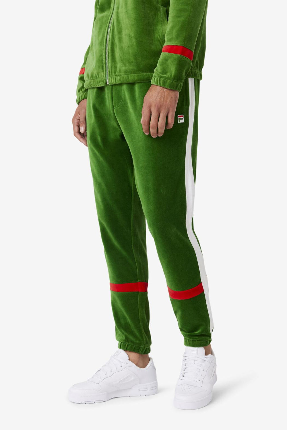 FILA Ravid Velour Pant 341 FORMAL GARDEN / WHITE / FILA RED | Men Pants &amp; Shorts