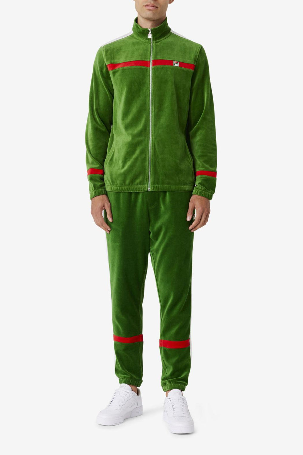 FILA Ravid Velour Pant 341 FORMAL GARDEN / WHITE / FILA RED | Men Pants &amp; Shorts