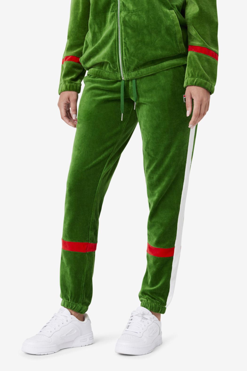 FILA Ravid Velour Pant 341 FORMAL GARDEN / WHITE / FILA RED | Men Pants &amp; Shorts