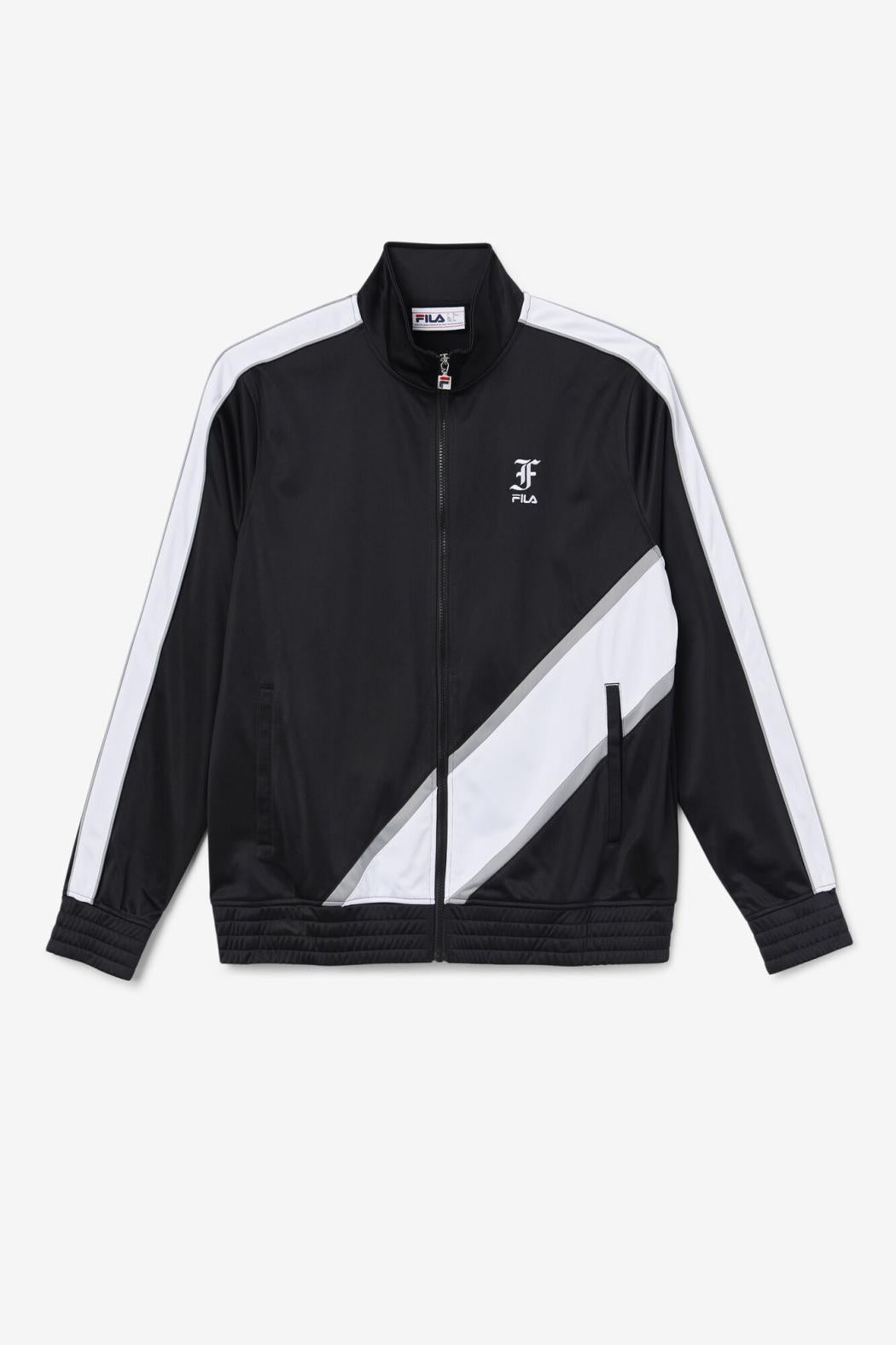FILA Runi Track Jacket 001 BLACK / WHITE / MONUMENT | Men Sweatsuits &amp; Tracksuits