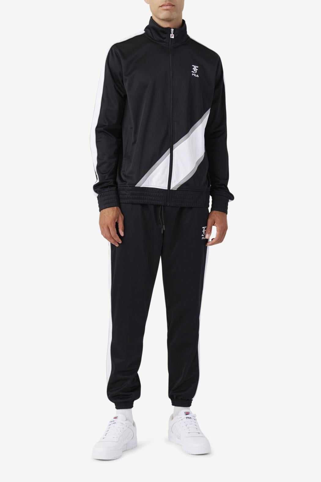 FILA Runi Track Jacket 001 BLACK / WHITE / MONUMENT | Men Sweatsuits &amp; Tracksuits