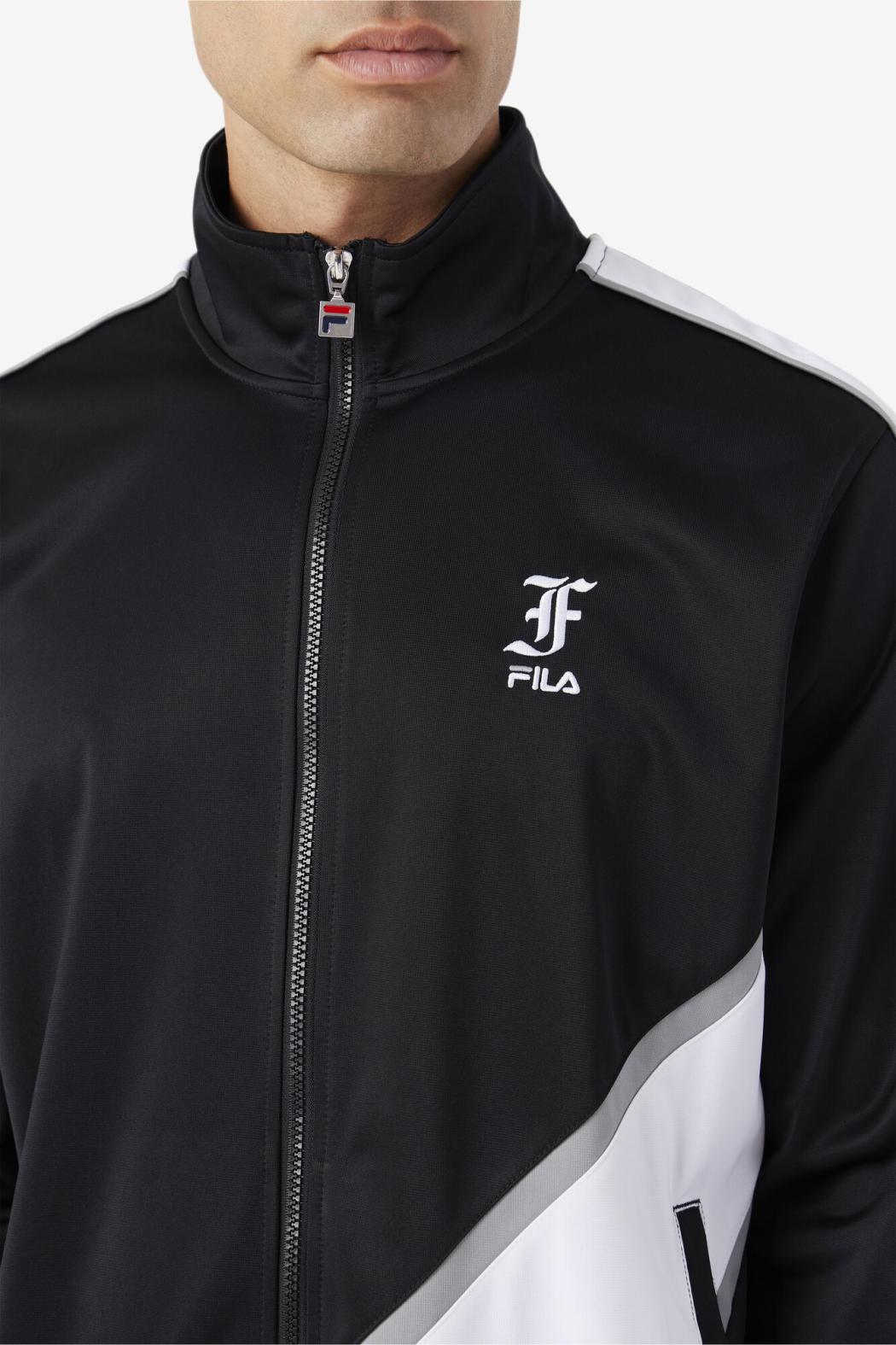 FILA Runi Track Jacket 001 BLACK / WHITE / MONUMENT | Men Sweatsuits &amp; Tracksuits