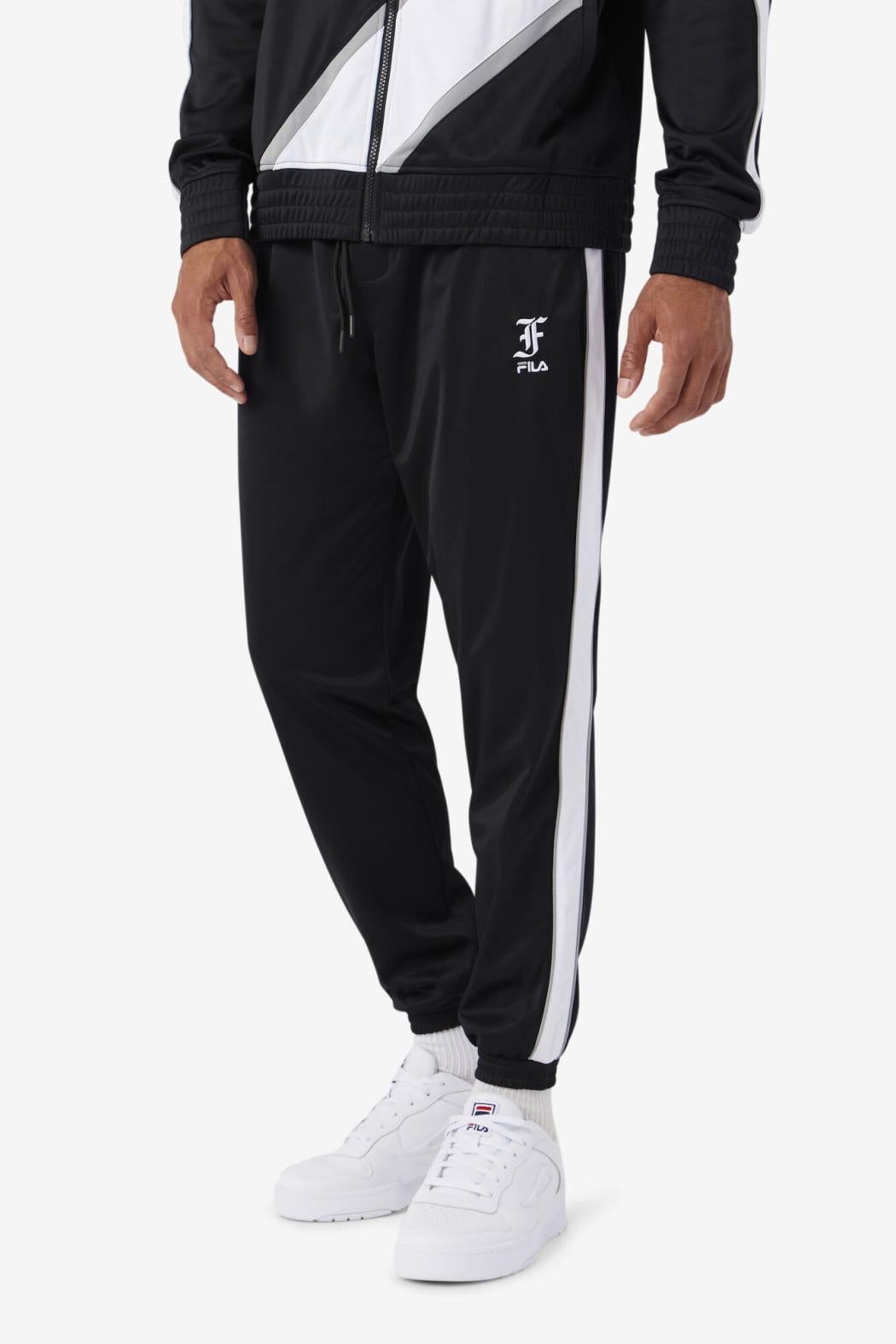 FILA Runi Track Pant 001 BLACK / WHITE / MONUMENT | Men Sweatsuits &amp; Tracksuits