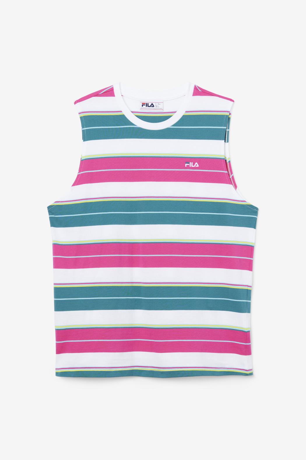 FILA Sandu Sleeveless Tee 100 WHITE / FUCHSIA PURPLE / BAYOU | Men Tops