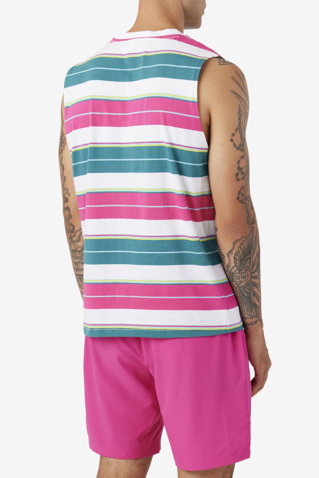 FILA Sandu Sleeveless Tee 100 WHITE / FUCHSIA PURPLE / BAYOU | Men Tops