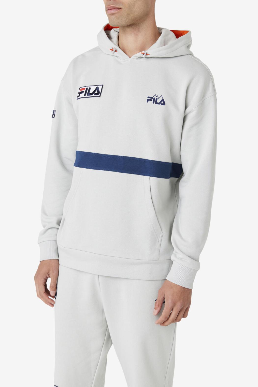 FILA Sanju Hoodie 149 PUMICE STONE / FRENCH NAVY / CHERRY TOMATO | Men Sweatshirts &amp; Hoodies