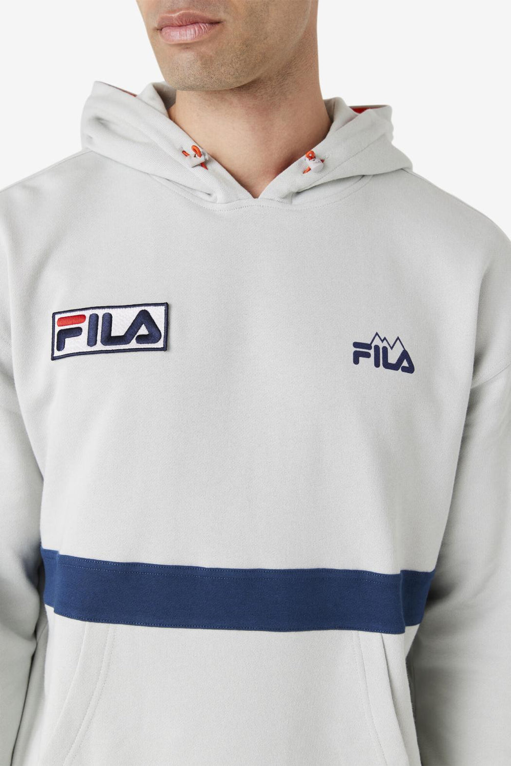 FILA Sanju Hoodie 149 PUMICE STONE / FRENCH NAVY / CHERRY TOMATO | Men Sweatshirts &amp; Hoodies