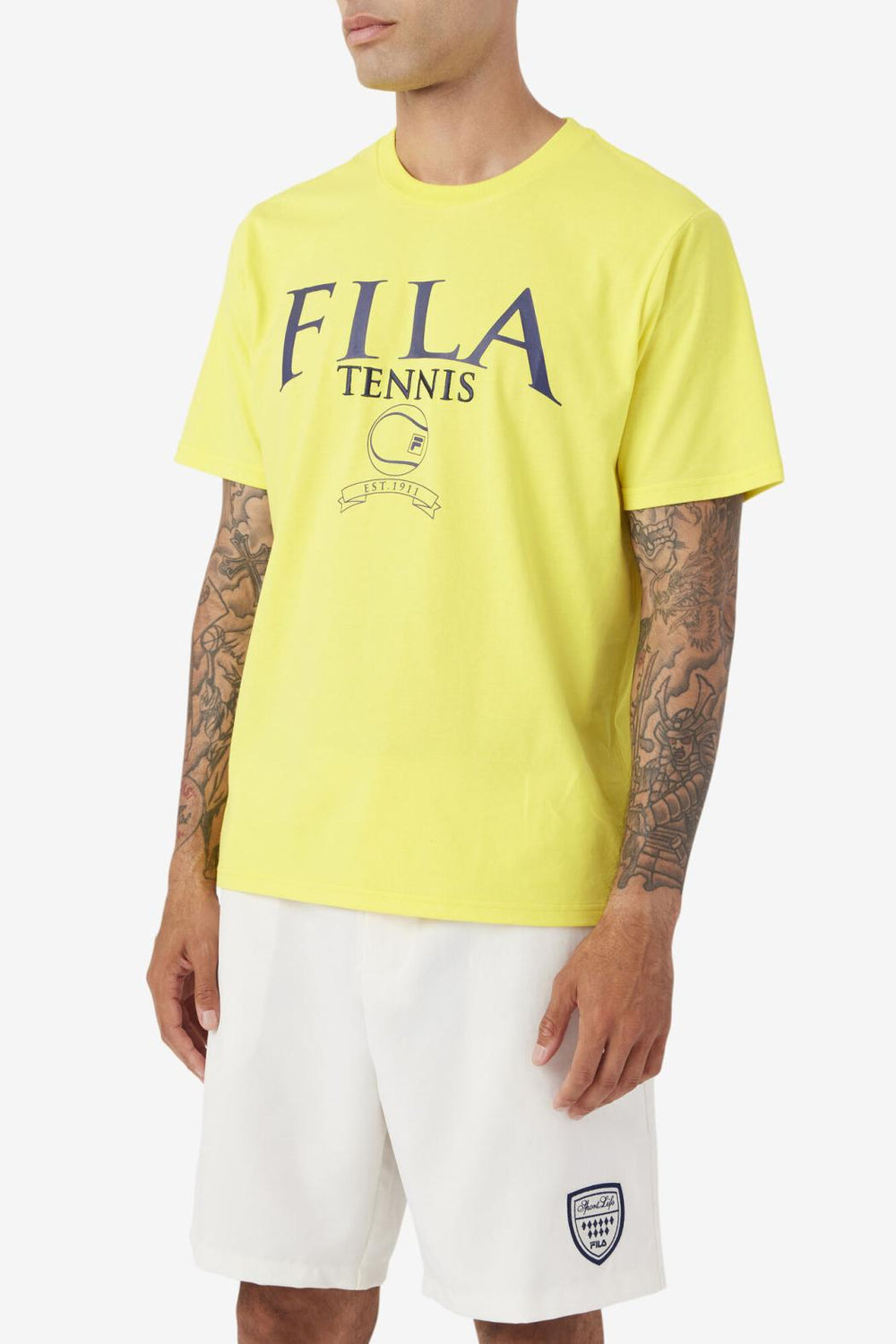 FILA Saran Tee 732 BLAZING YELLOW / FILA NAVY | Men Tops