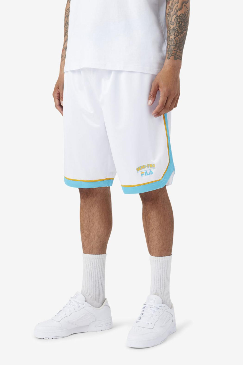 FILA Semi-Pro Basketball Short WHITE / SCUBA BLUE / RADIENT YELLOW | Men Pants &amp; Shorts