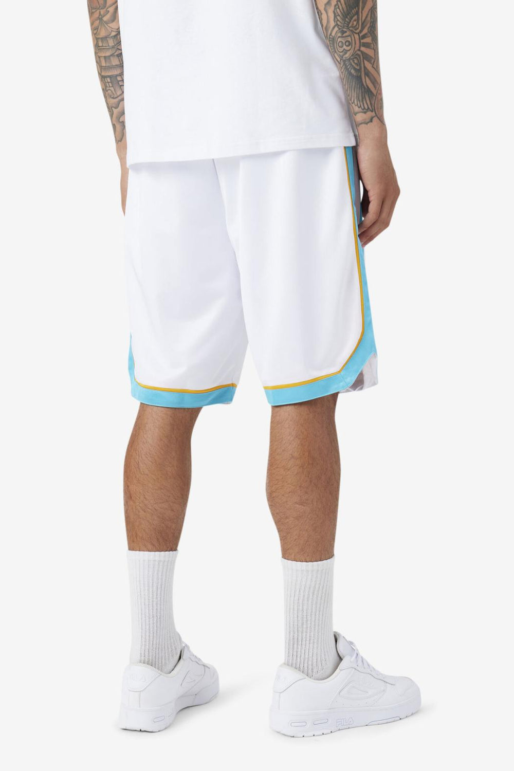 FILA Semi-Pro Basketball Short WHITE / SCUBA BLUE / RADIENT YELLOW | Men Pants &amp; Shorts