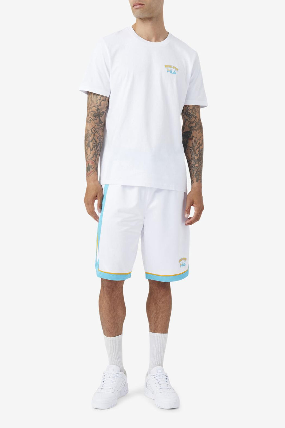 FILA Semi-Pro Basketball Short WHITE / SCUBA BLUE / RADIENT YELLOW | Men Pants &amp; Shorts