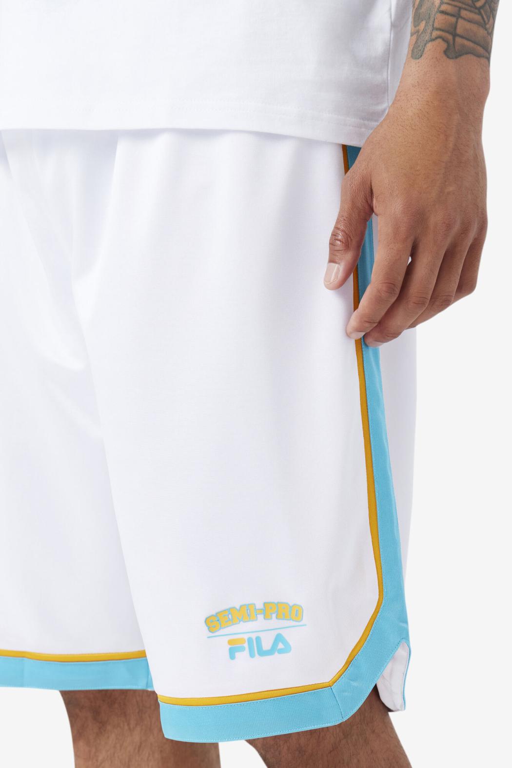 FILA Semi-Pro Basketball Short WHITE / SCUBA BLUE / RADIENT YELLOW | Men Pants &amp; Shorts