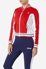 FILA Settanta II Jacket 622 RED / WHITE / FILA NAVY | Women Jackets &amp; Outerwear