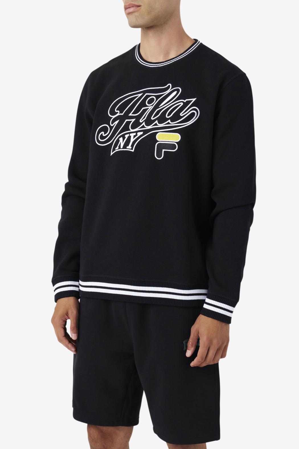 FILA Taylor Crewneck Sweatshirt 001 BLACK / WHITE / MIMOSA | Men Sweatshirts &amp; Hoodies
