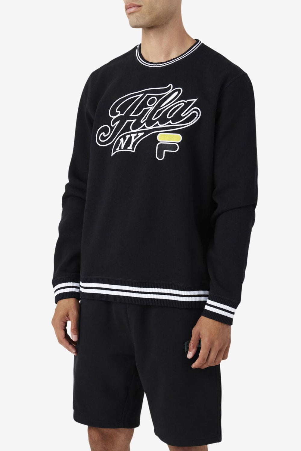 FILA Taylor Crewneck Sweatshirt 001 BLACK / WHITE / MIMOSA | Men Sweatshirts &amp; Hoodies