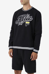 FILA Taylor Crewneck Sweatshirt 001 BLACK / WHITE / MIMOSA | Men Sweatshirts &amp; Hoodies