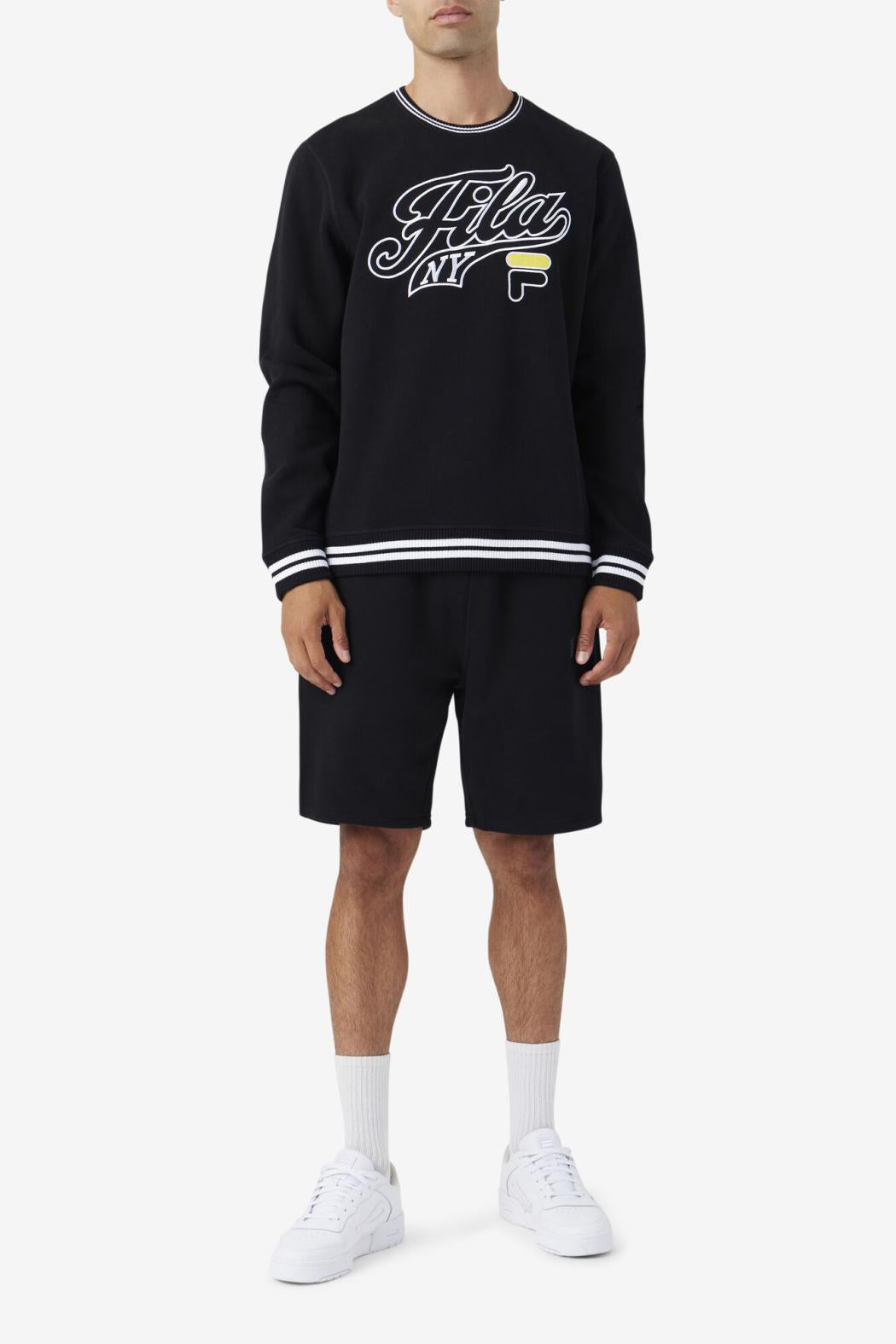 FILA Taylor Crewneck Sweatshirt 001 BLACK / WHITE / MIMOSA | Men Sweatshirts &amp; Hoodies