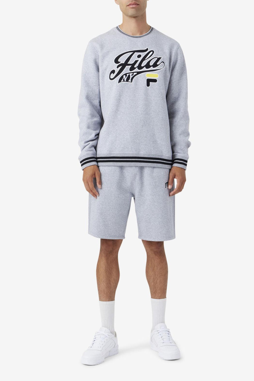 FILA Taylor Crewneck Sweatshirt 064 LIGHT GREY MARL / BLACK / MIMOSA | Men Sweatshirts &amp; Hoodies