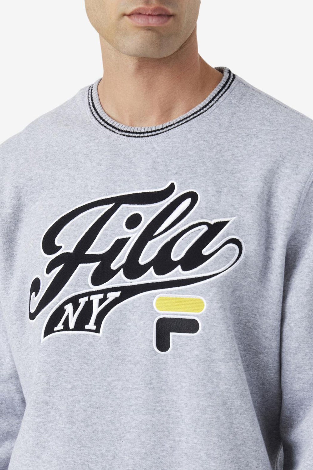 FILA Taylor Crewneck Sweatshirt 064 LIGHT GREY MARL / BLACK / MIMOSA | Men Sweatshirts &amp; Hoodies