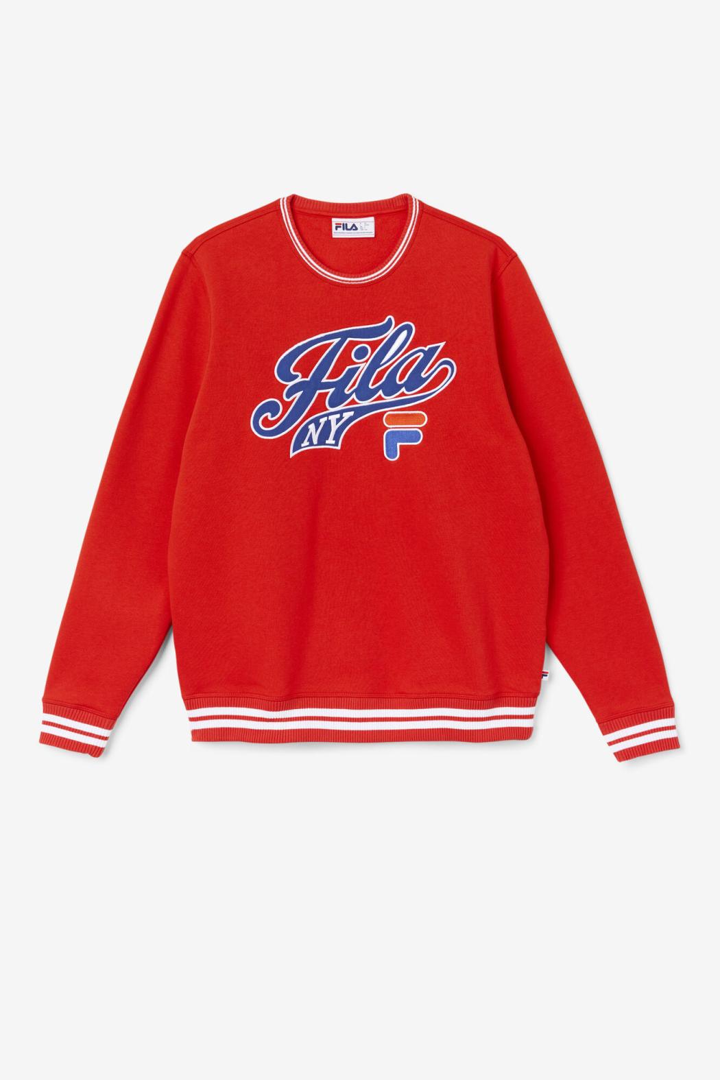 FILA Taylor Crewneck Sweatshirt 625 FIERY RED / TWILIGHT BLUE / WHITE | Men Sweatshirts &amp; Hoodies